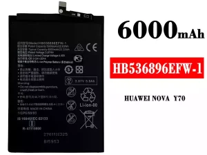 互換 バッテリー HB536896EFW-1 対応 HUAWEI NOVA Y70
