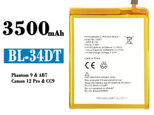 互換 バッテリー BL-34DT 対応 Tecno Phantom 9/ Camon 12 Pro