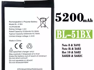 互換 バッテリー BL-51BX 対応 Infinix Note 8 / Note 8i / Hot 10