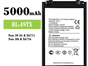 互換 バッテリー BL-49TX 対応 Infinix Note 30 5G / Note 30i