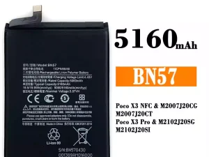 互換 バッテリー BN57 対応 Xiaomi Poco X3 NFC /Poco X3 Pro