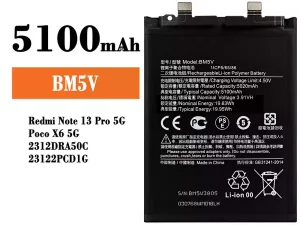 互換 バッテリー BM5V 対応 Xiaomi Redmi Note 13 Pro 5G / Poco X6 5G
