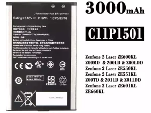 互換 バッテリー C11P1501 対応 Asus Zenfone 2 Laser ZE600KL /ZE601KL/ZE550KL / ZE551KL