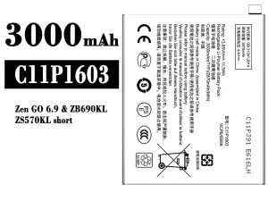 互換 バッテリー C11P1603 対応 Asus Zen GO 6.9