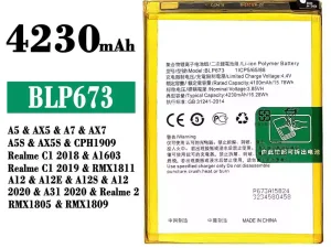 互換 バッテリー BLP673 対応 OPPO A5 / AX5 / A7 / AX7 / A5S / AX5S / A12 / A12E / A12S / A12 2020 / A31 2020 / Realme 2/Realme C1 2018 / Realme C1 2019