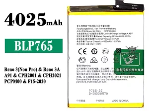互換 バッテリー BLP765 対応 OPPO Reno 3(Non Pro) / Reno 3A