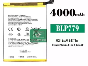 互換 バッテリー BLP779 対応 OPPO A92S / A93 / F17 Pro / Reno 4Z 5G / Reno 4 Lite / Reno 4F