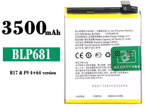 互換 バッテリー BLP681 対応 OPPO R17 / F9 4+64 version