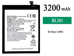互換 バッテリー BL301 対応 Lenovo K6 Enjoy