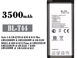 互換 バッテリー BL-T44 対応 LG Stylo 5 / K50 / K12 Max /Q60 / K12 Prime /LK51