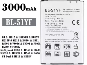互換 バッテリー BL-51YF 対応 LG G4 /G4 Stylus / G4 Dual