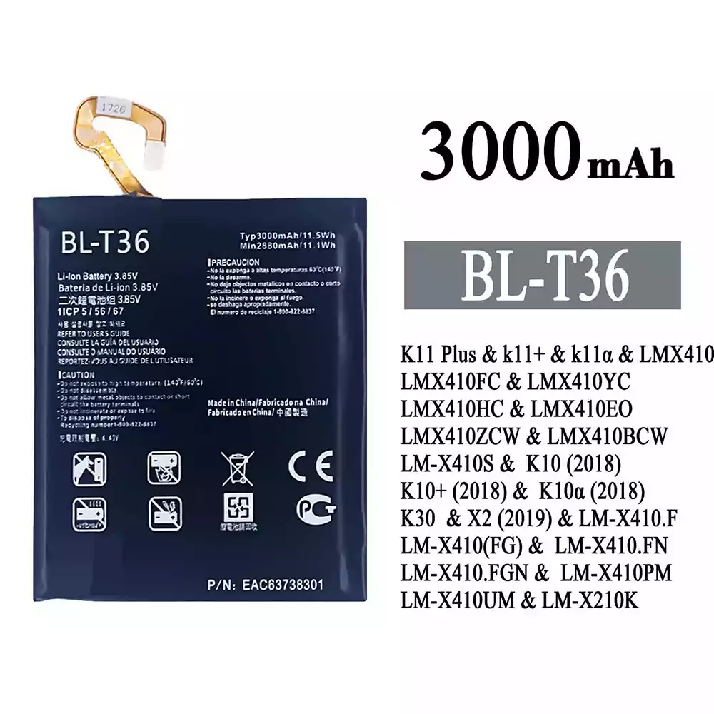 互換 バッテリー BL-T36 対応 LG K11 Plus /K10 / K10+