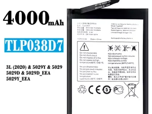 互換 バッテリー TLP038D7 対応 Alcatel 3L(2020)