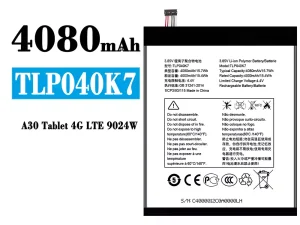 互換 バッテリー TLP040K7 対応 Alcatel A30 Tablet 4G LTE 9024W