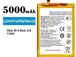 互換 バッテリー Li3949T44P8h906450 対応 ZTE Blade 20/Blade A52