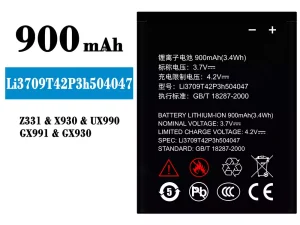 互換 バッテリー Li3709T42P3h504047 対応 ZTE Z331/X930/UX990/GX991/GX930