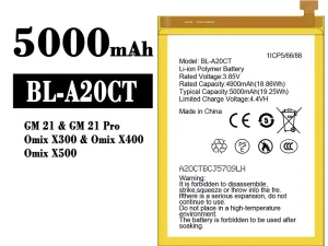 互換 バッテリー BL-A20CT 対応 General Mobile GM 21/GM 21 Pro/Omix X300/Omix X400/Omix X500