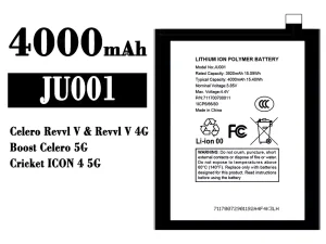互換 バッテリー JU001 対応 T-Mobile Celero Revvl V/Boost Celero 5G/Cricket ICON 4 5G